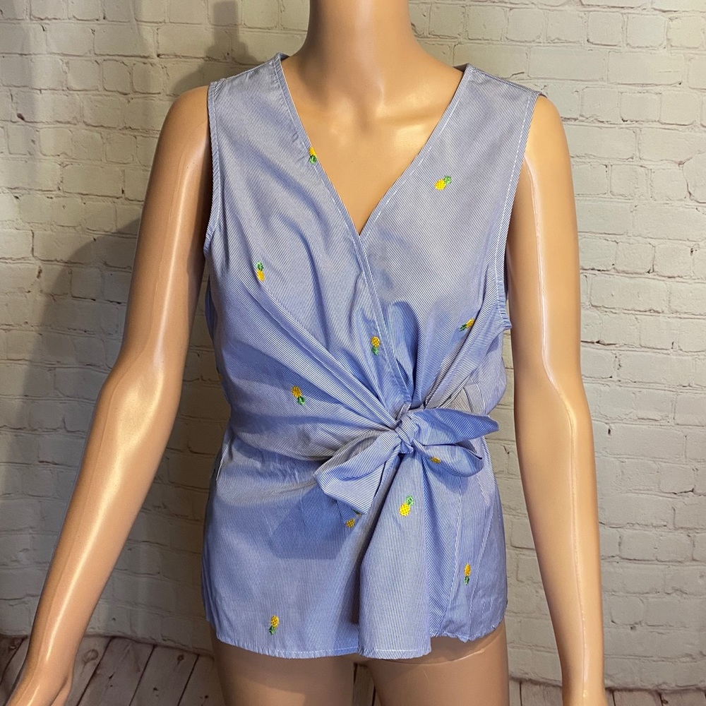 Francesca’s Collection NWOT adorable pineapple & stripes wrap tie top